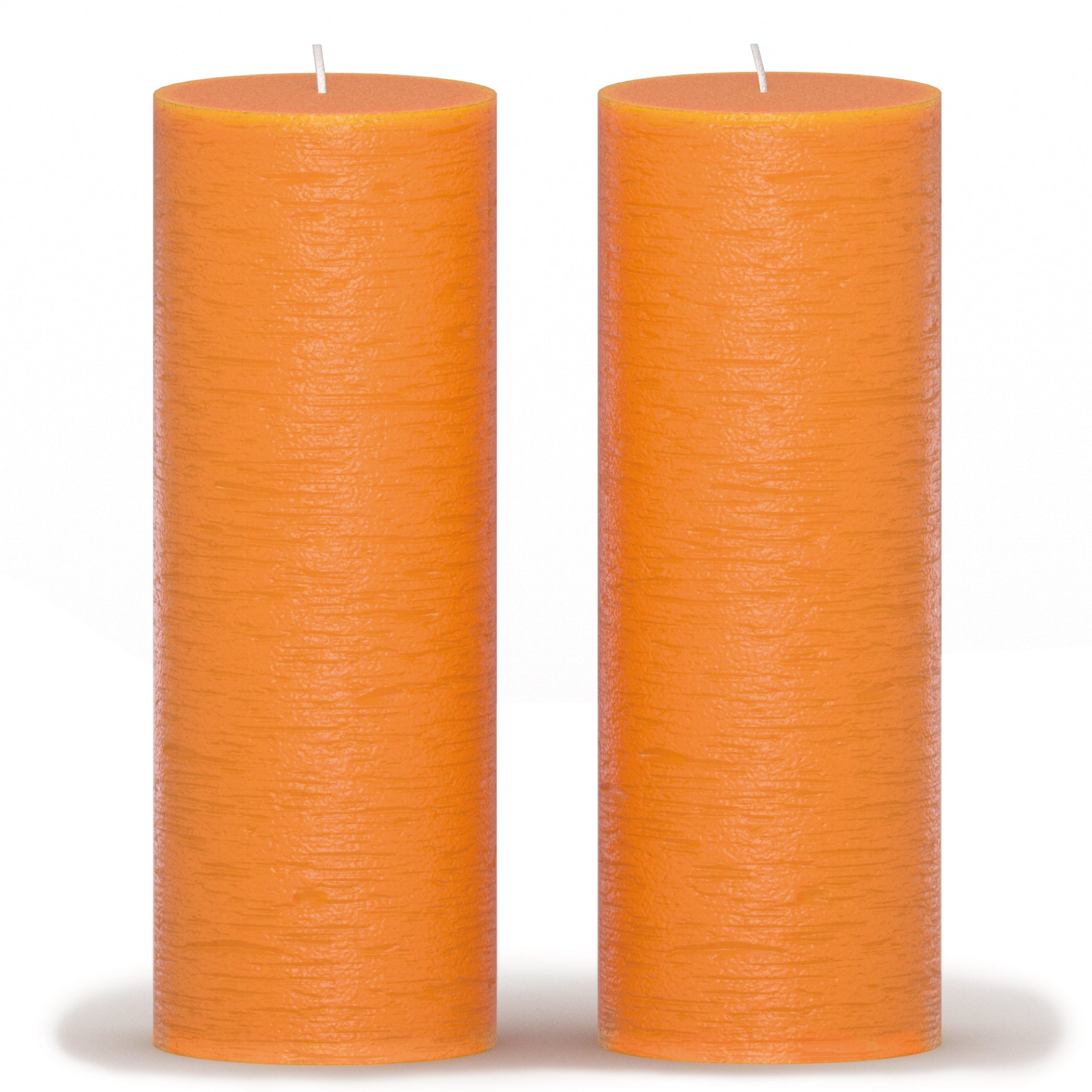 CANDWAX Orange Pillar Candles 8" - Set of 2pcs