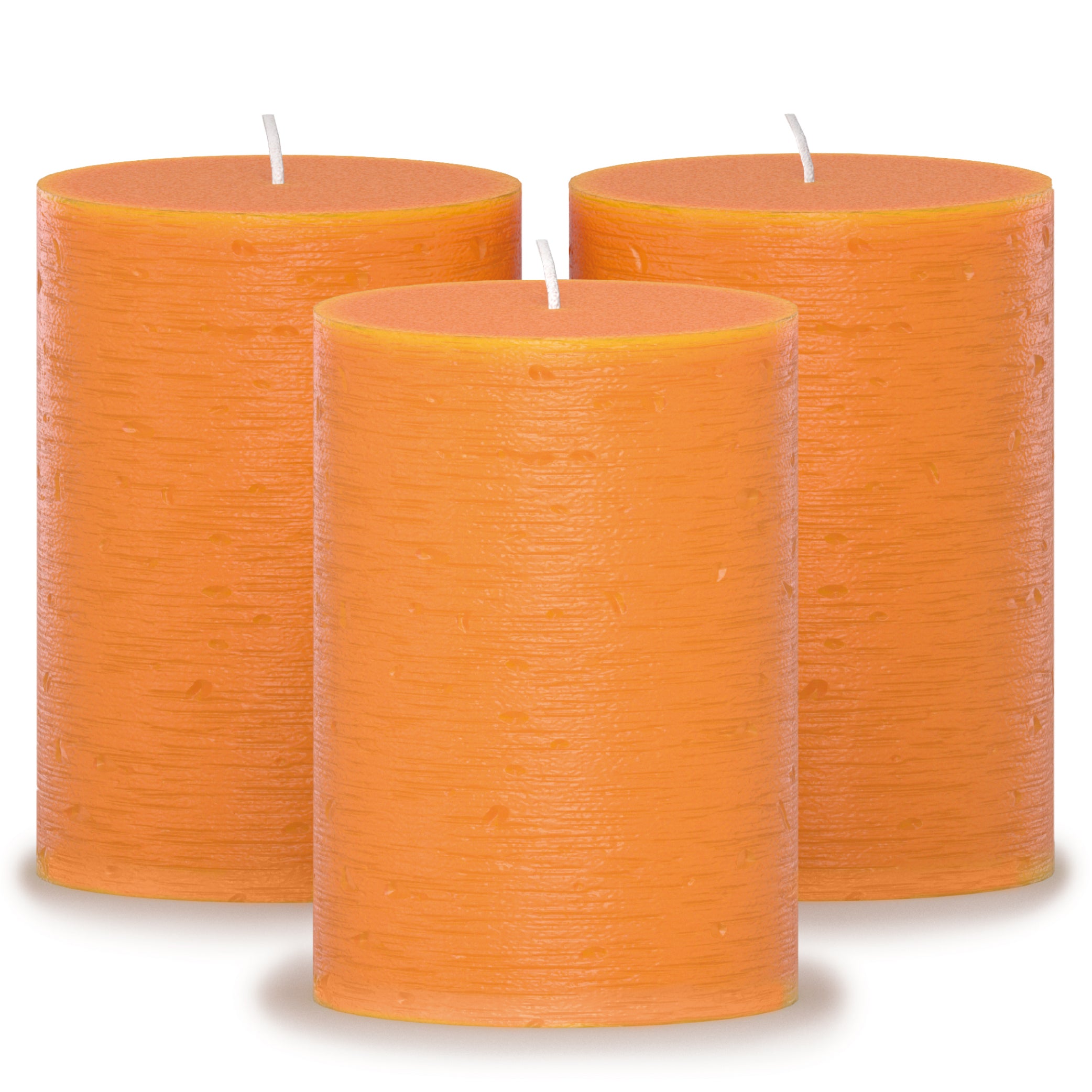 CANDWAX Orange Pillar Candles 4" - Set of 3pcs