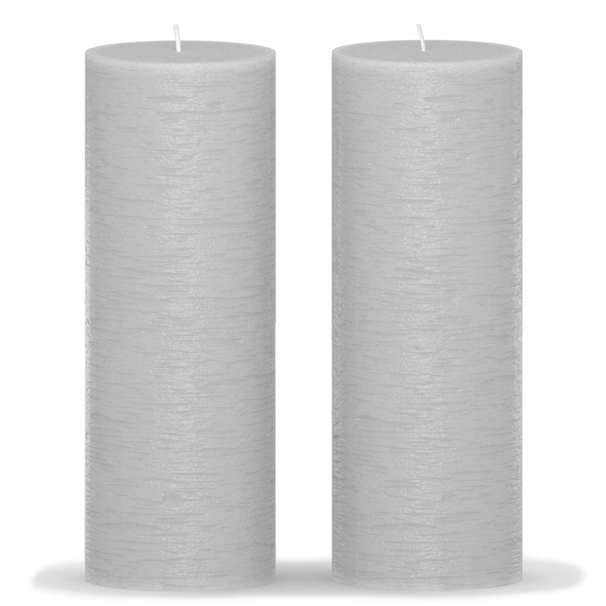 CANDWAX Light Gray Pillar Candles 8" - Set of 2pcs