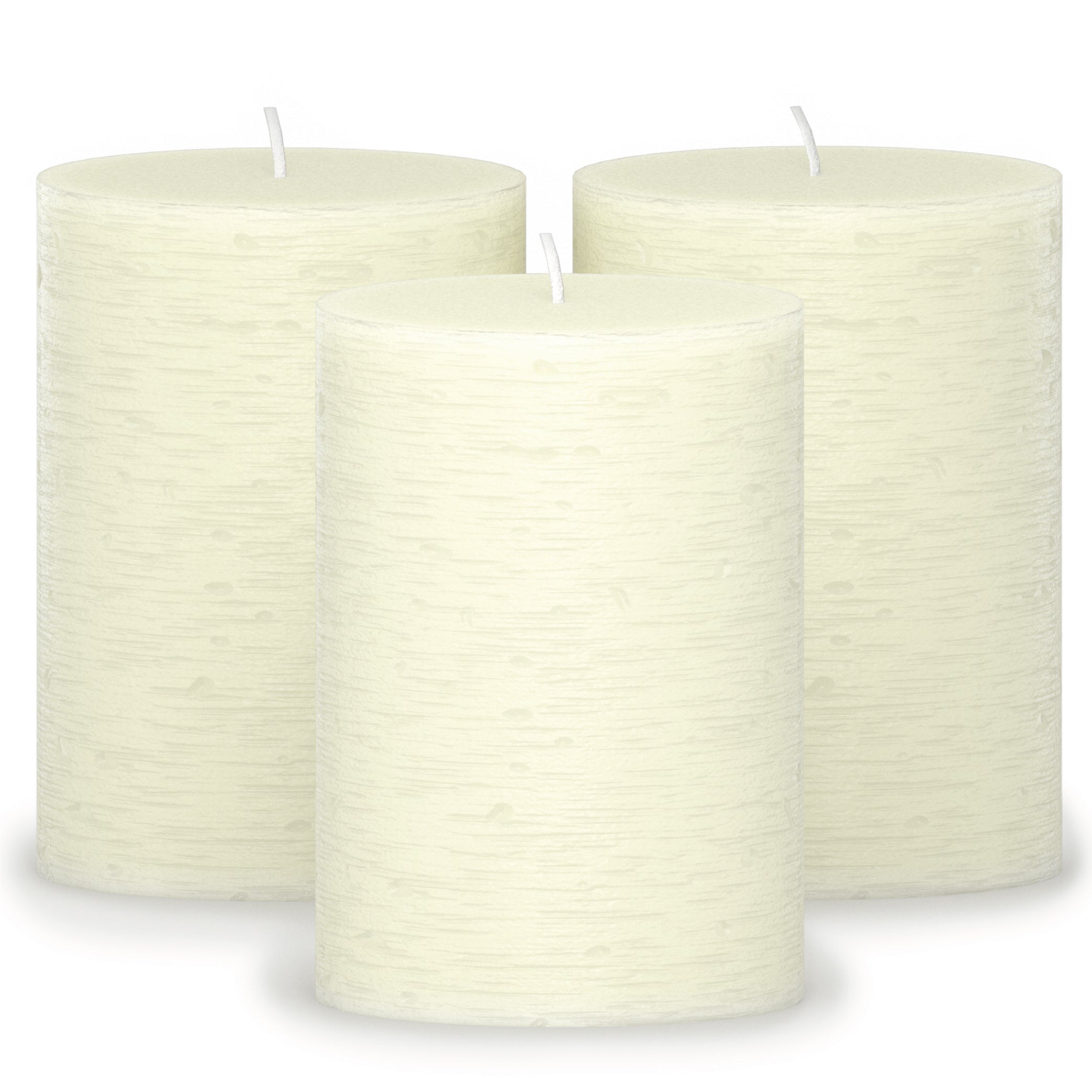 CANDWAX Ivory Pillar Candles 4" - Set of 3pcs