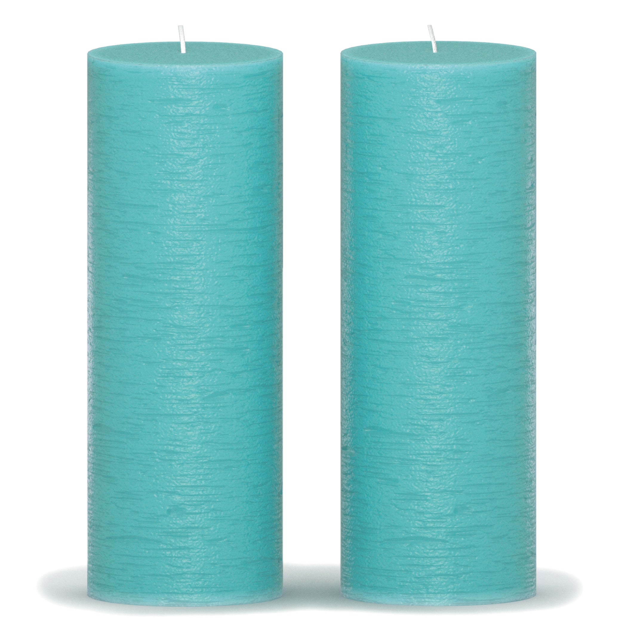 CANDWAX Turquoise Pillar Candles 8" - Set of 2pcs