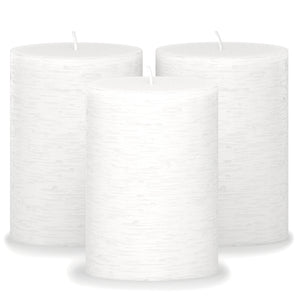 CANDWAX White Pillar Candles 3" - Set of 3pcs