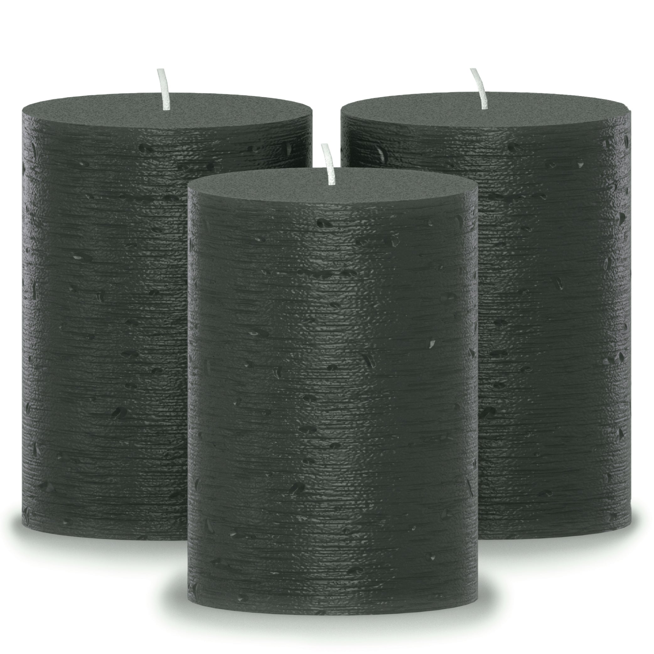 CANDWAX Black Pillar Candles 3" - Set of 3pcs