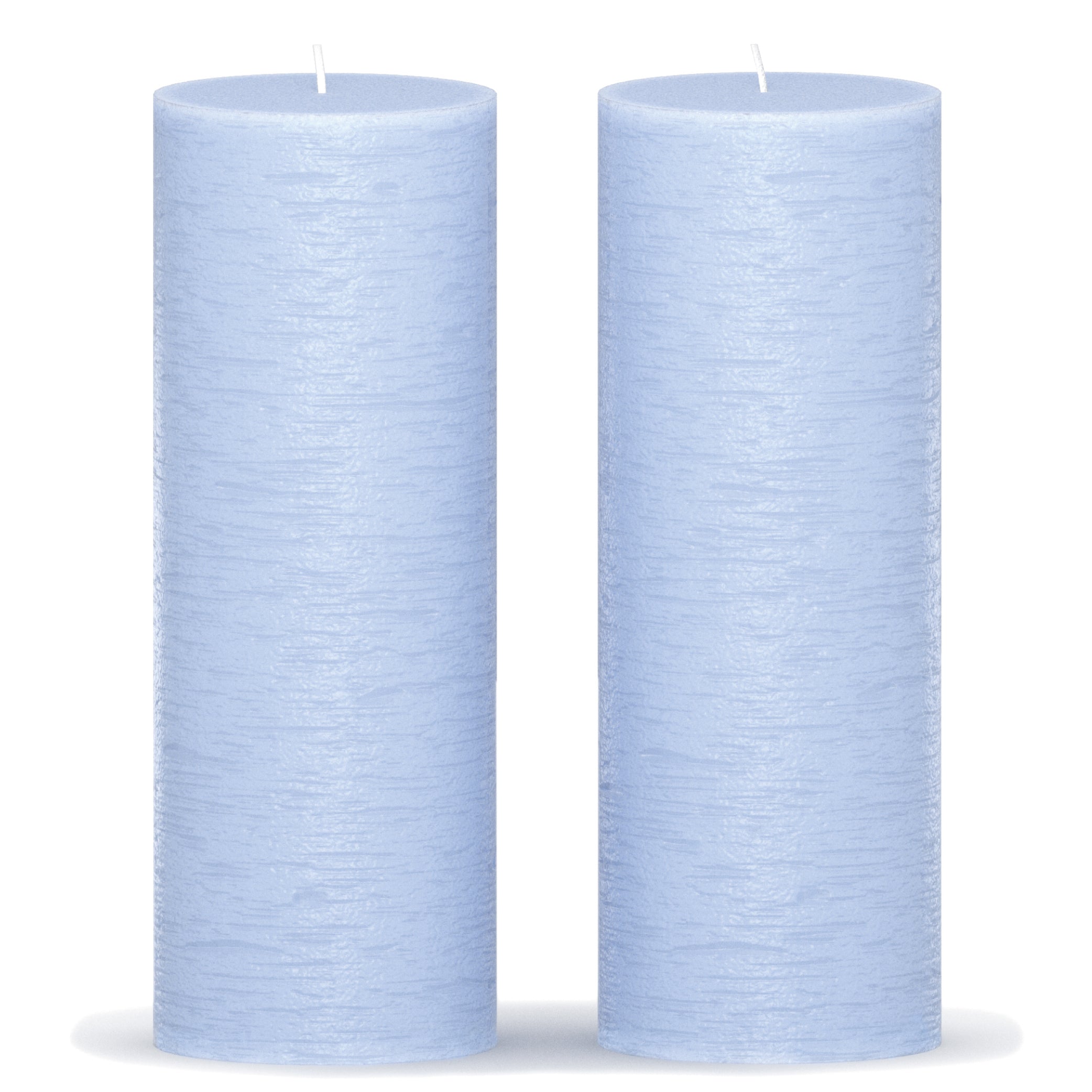 CANDWAX Baby Blue Pillar Candles 8" - Set of 2pcs