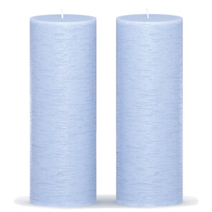 CANDWAX Baby Blue Pillar Candles 8" - Set of 2pcs