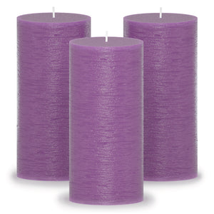 CANDWAX Purple Pillar Candles 6" - Set of 3pcs