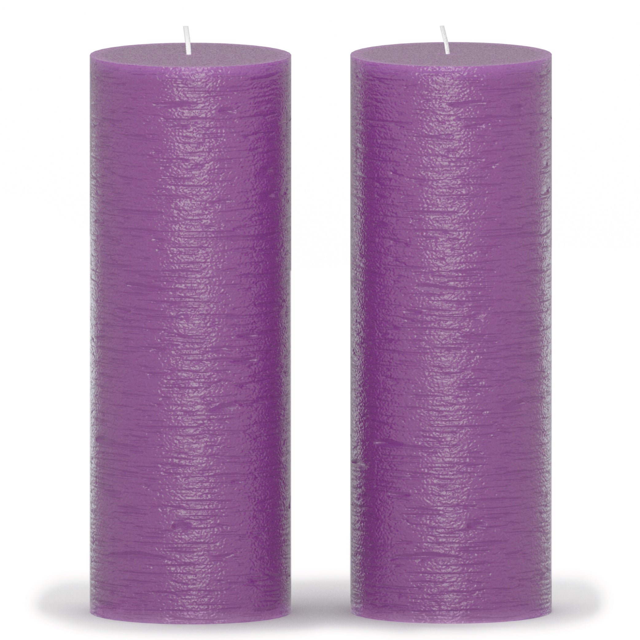 CANDWAX Purple Pillar Candles 8" - Set of 2pcs