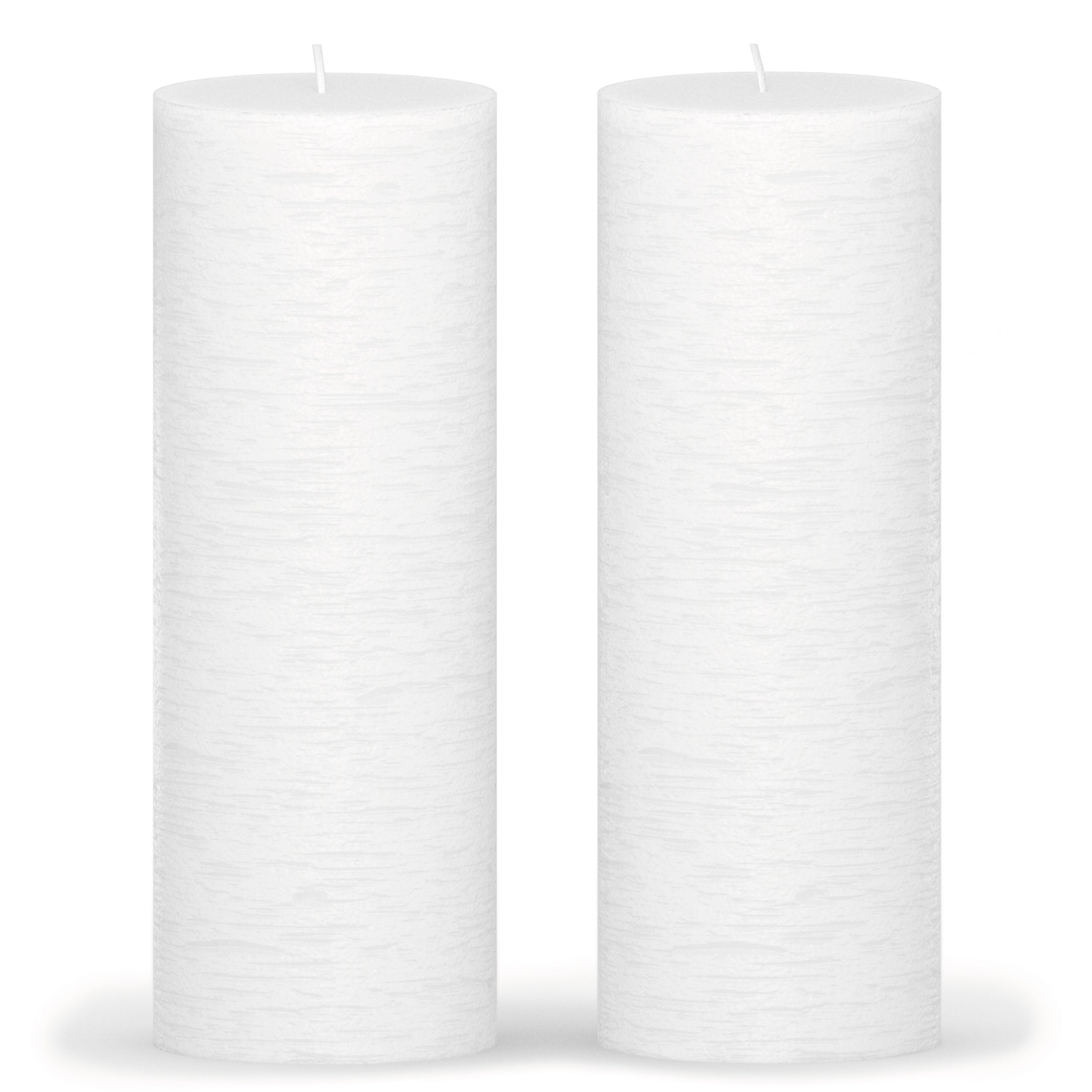 CANDWAX White Pillar Candles 8" - Set of 2pcs