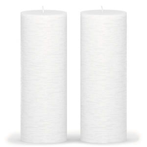 CANDWAX White Pillar Candles 8" - Set of 2pcs