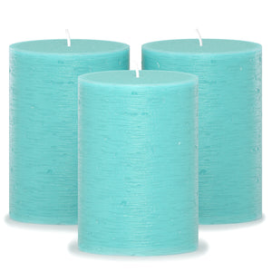 CANDWAX Tuquoise Pillar Candles 3" - Set of 3pcs