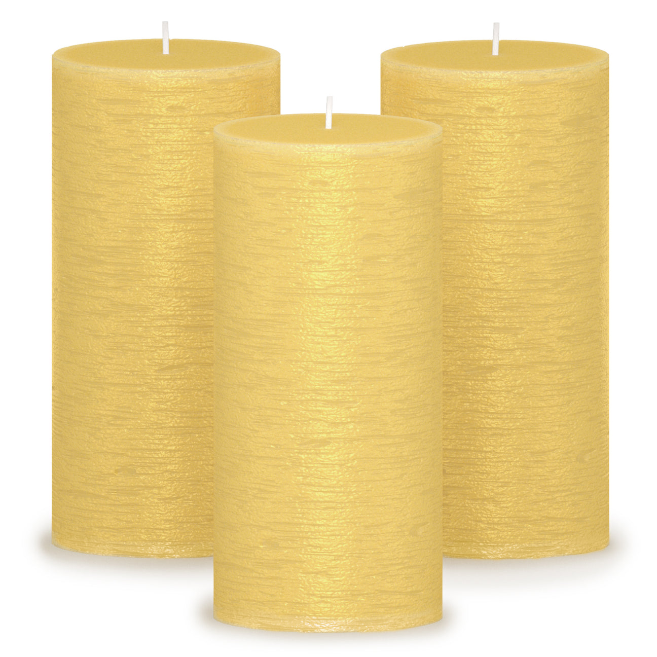 CANDWAX Gold Pillar Candles 6" Set of 3pcs