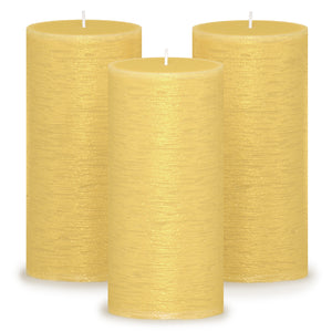 CANDWAX Gold Pillar Candles 6" - Set of 3pcs