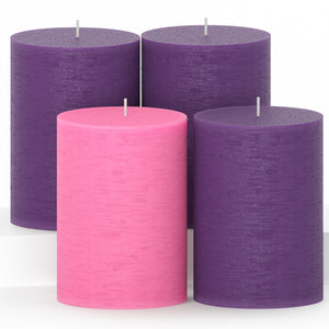 CANDWAX Purple Advent Pillar Candles 4" - Set of 4 pcs