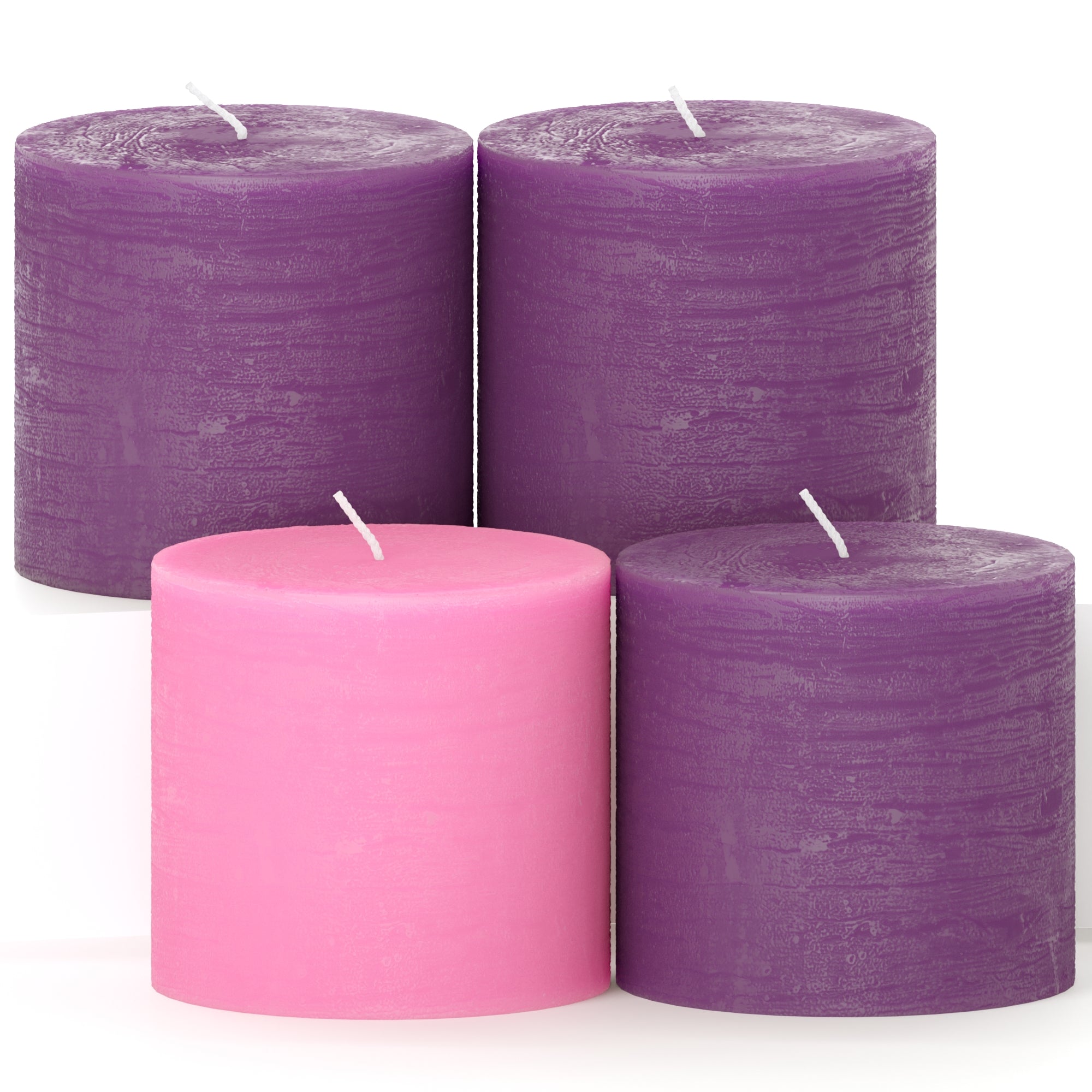 CANDWAX Purple Advent Pillar Candles 3" - Set of 4 pcs