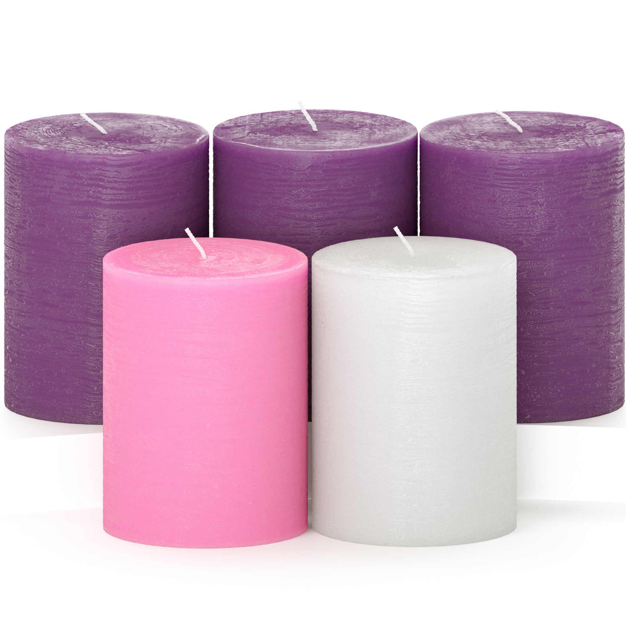 CANDWAX Purple Advent Pillar Candles 4" - Set of 5 pcs