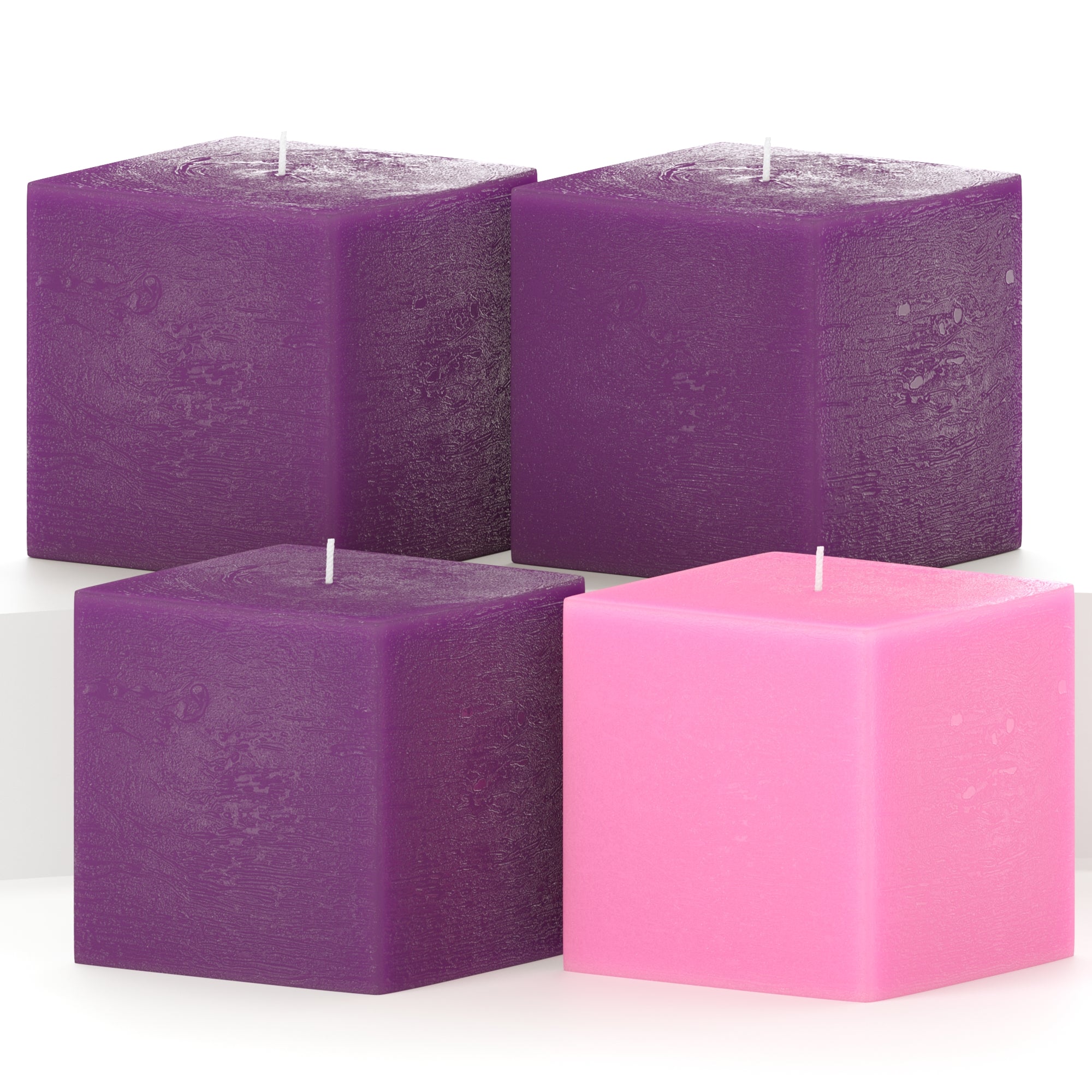 CANDWAX Purple Advent Square Candles 3" - Set of 4 pcs