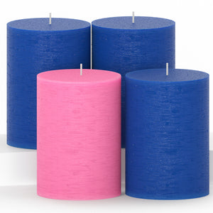 CANDWAX Blue Advent Pillar Candles 4" - Set of 4 pcs