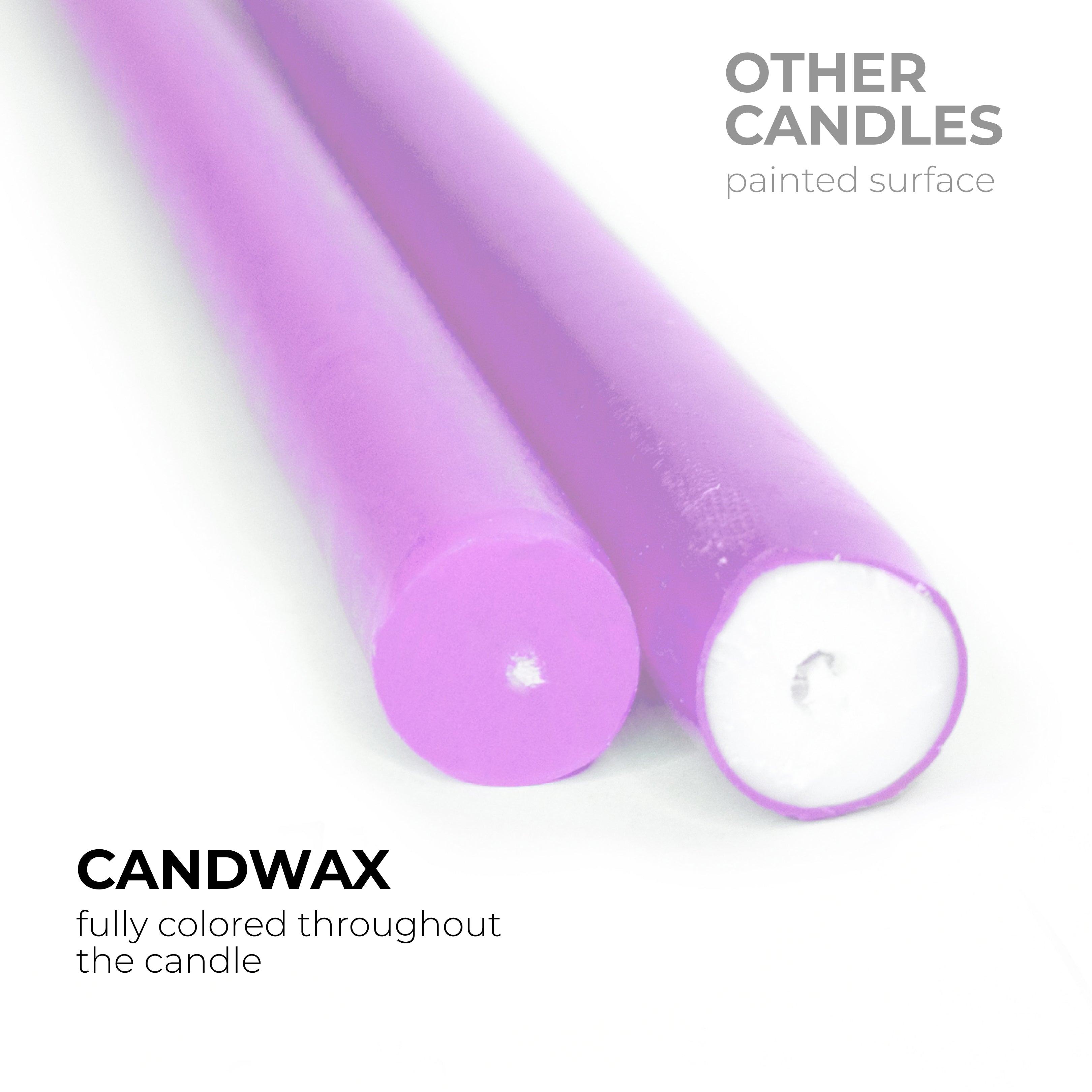 CANDWAX Set 4 Candele Coniche Viola – 35,6 Cm – Lunga Combustione 12h – Senza Profumo, Antigoccia E Senza Fumo