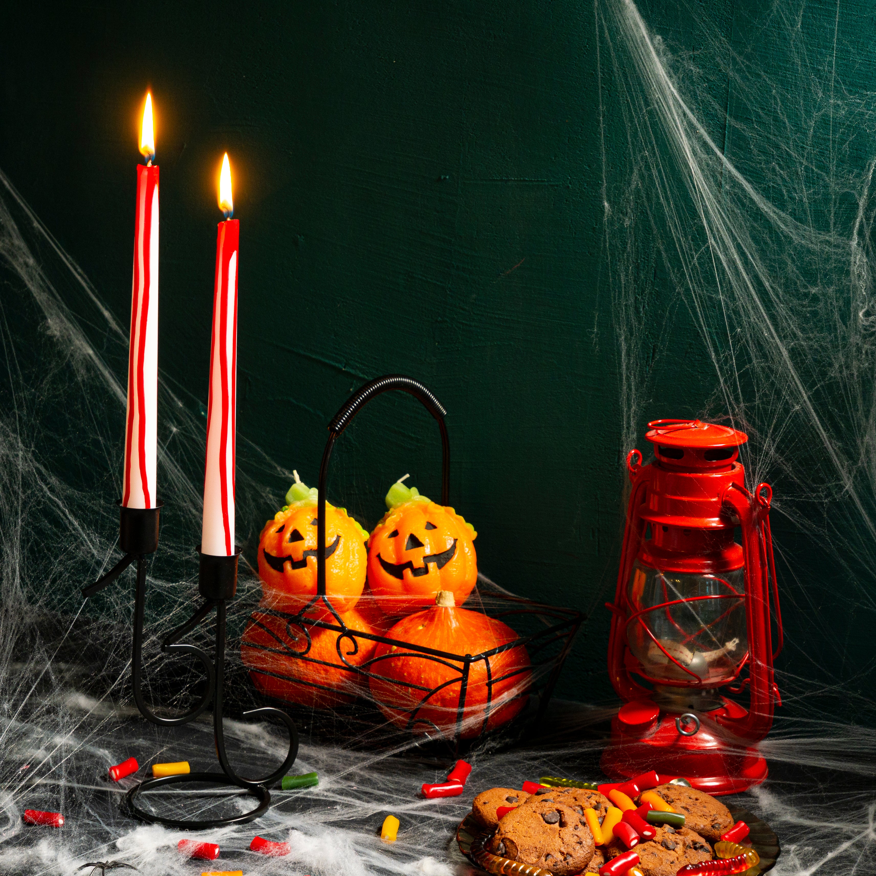 CANDWAX Bloody Red Painted White Taper Candles