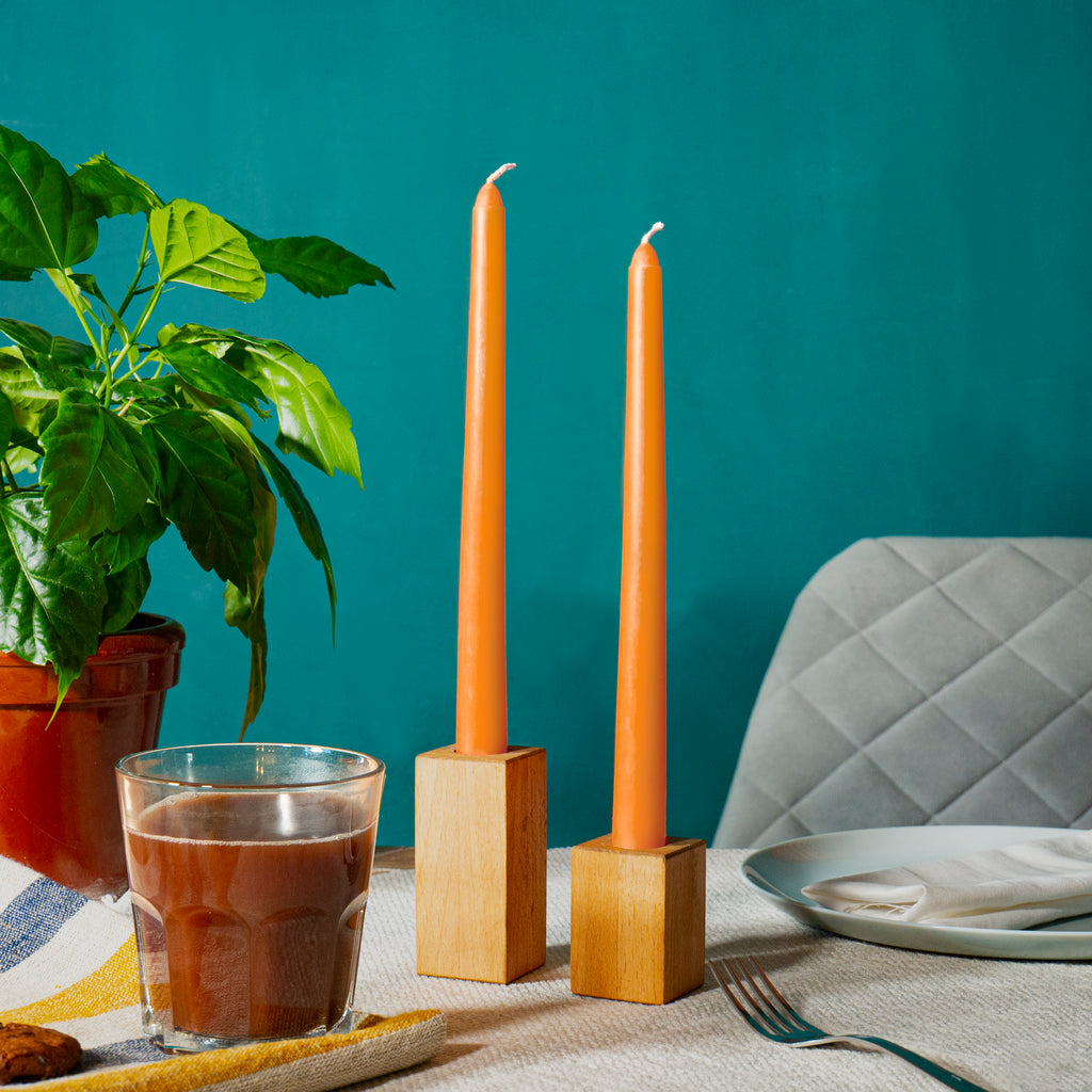 CANDWAX Orange Taper Candles