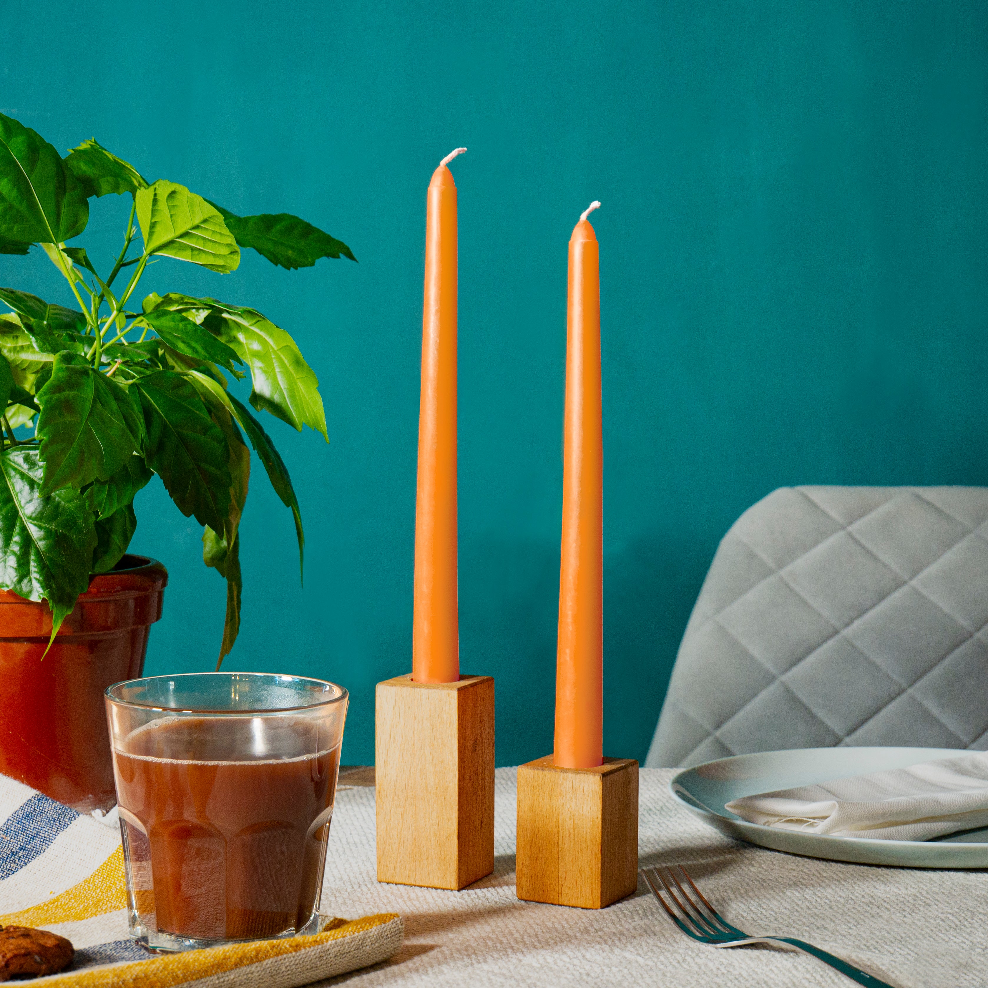 CANDWAX Orange Taper Candles