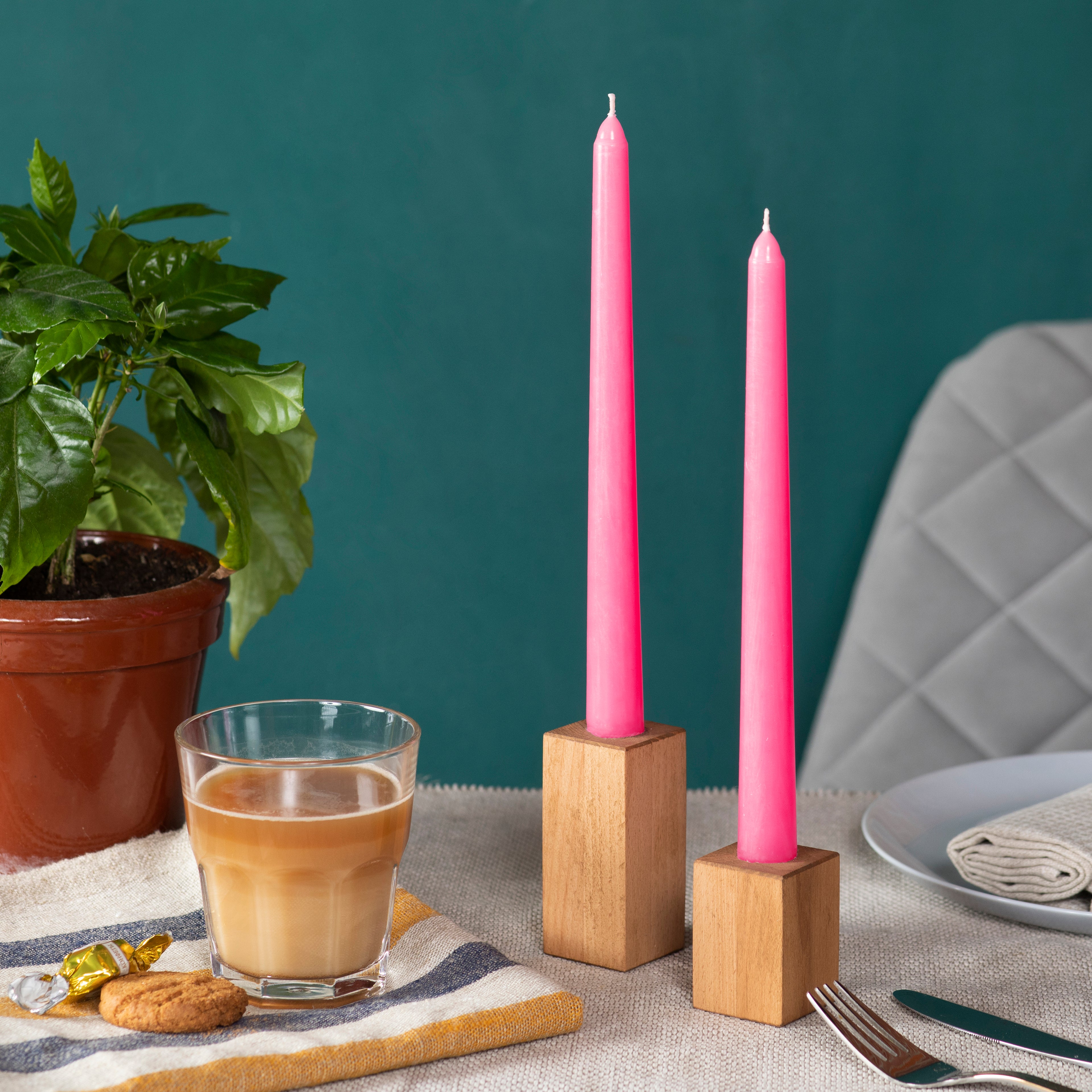 CANDWAX Pink Taper Candles