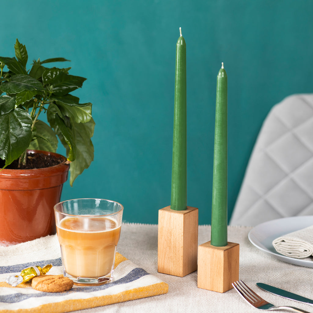 CANDWAX Green Taper Candles