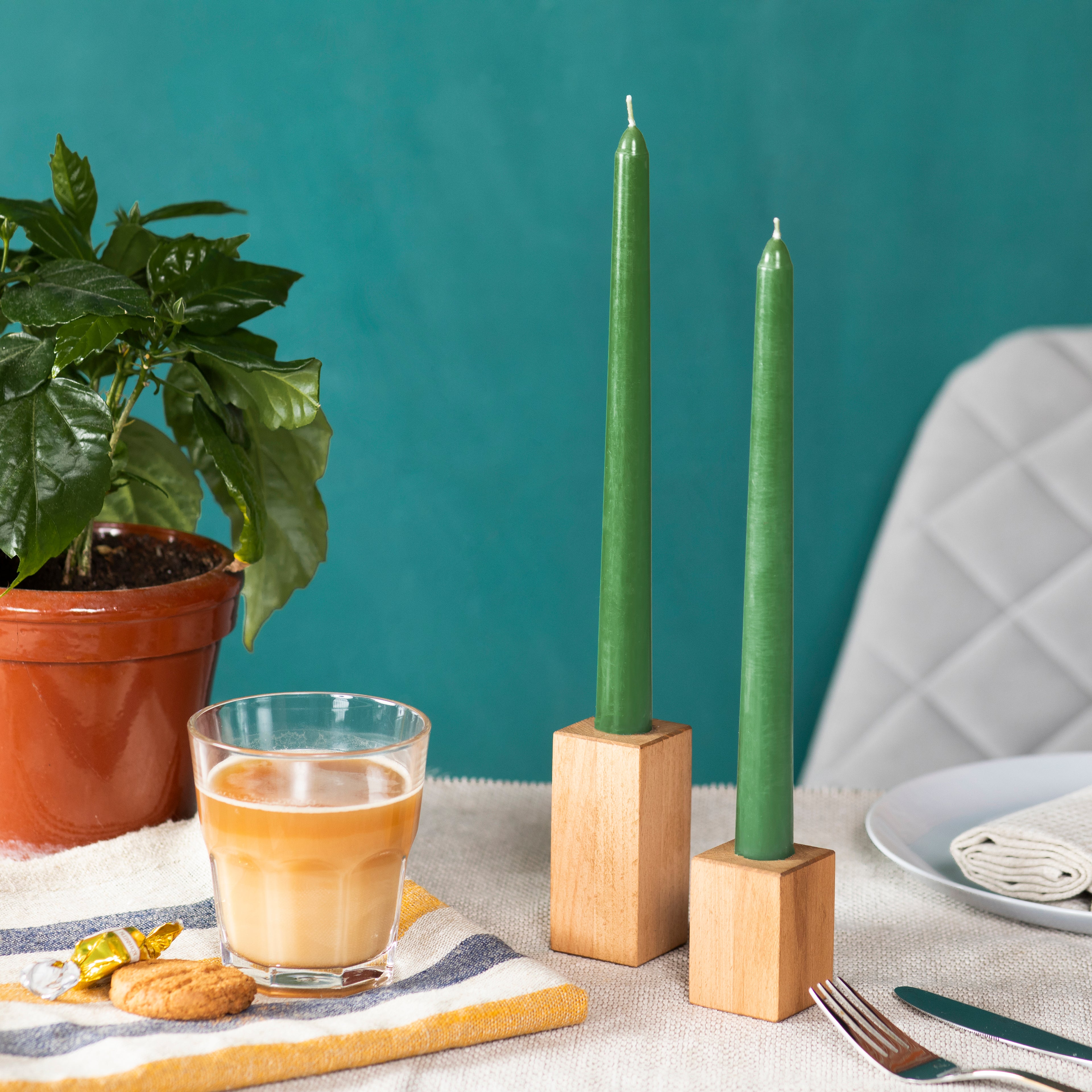 CANDWAX Green Taper Candles