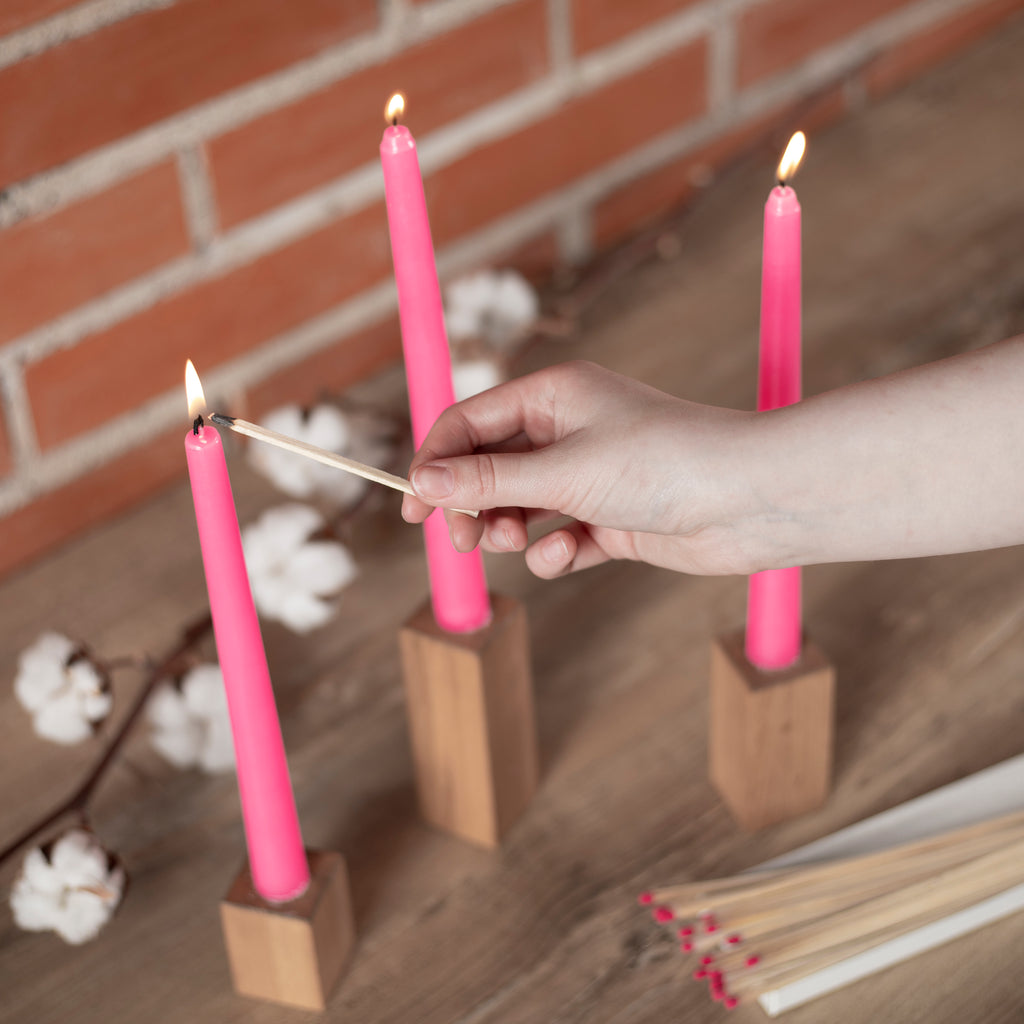 CANDWAX Pink Taper Candles