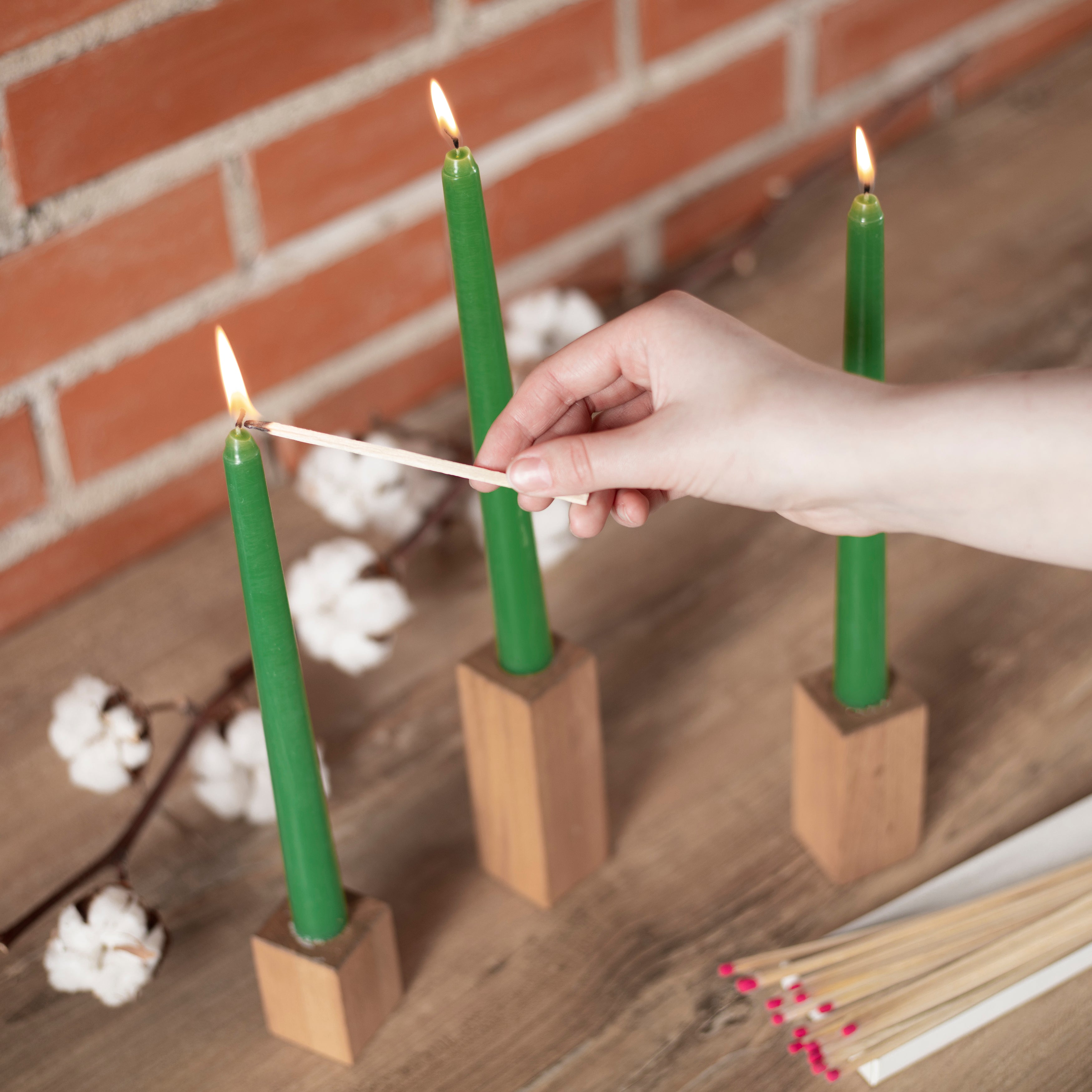 CANDWAX Green Taper Candles