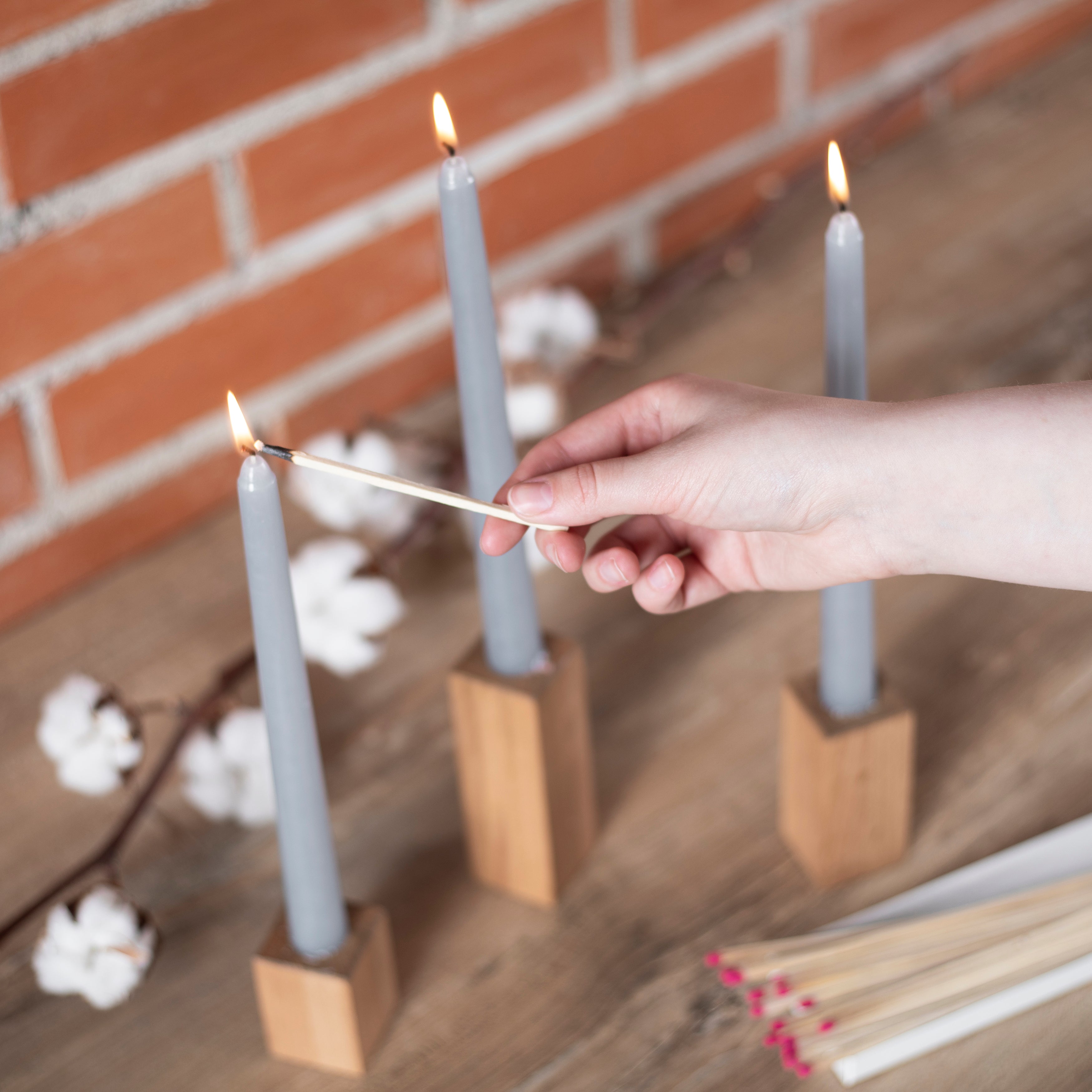 CANDWAX Gray Taper Candles