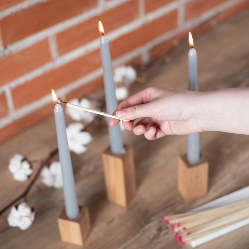 CANDWAX Gray Taper Candles - 4 pack