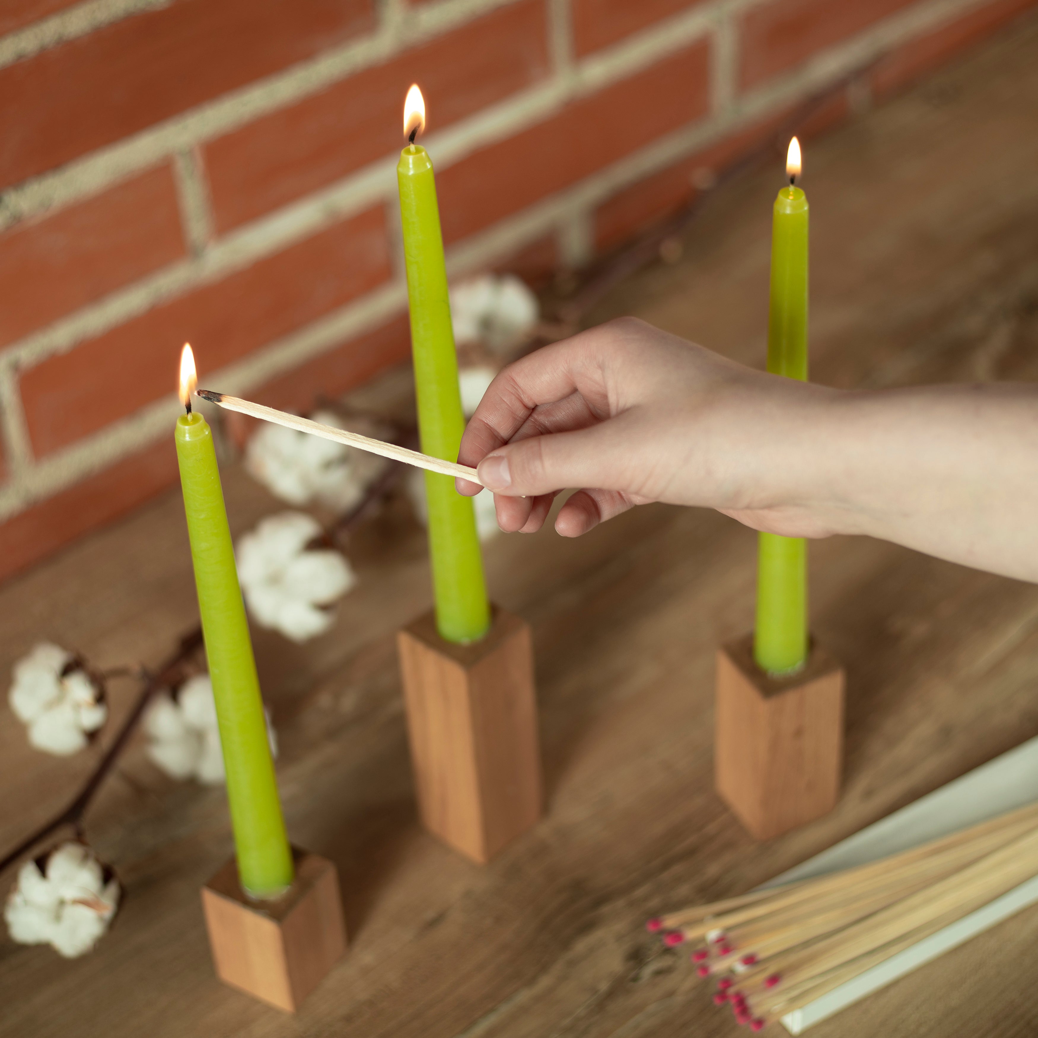 CANDWAX Olive Taper Candles