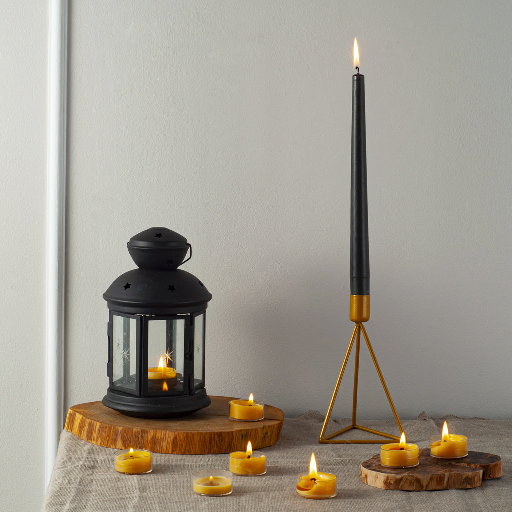 CANDWAX Coal Black Taper Candles